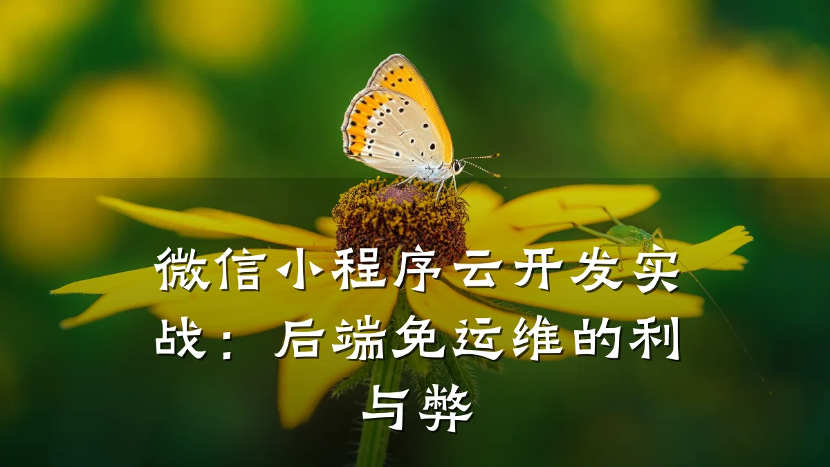 微信小程序云开发实战:后端免运维的利与弊